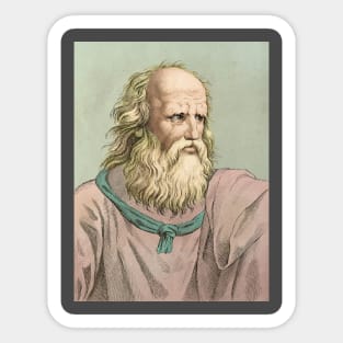 Colored Engraving of Plato Sticker